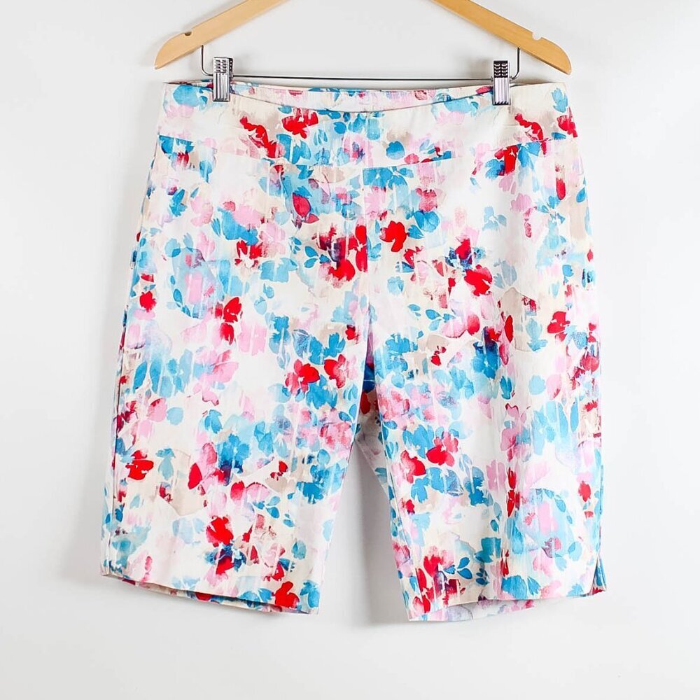 Zac & Rachel Floral Watercolor Print Bermuda Shorts - Size 16